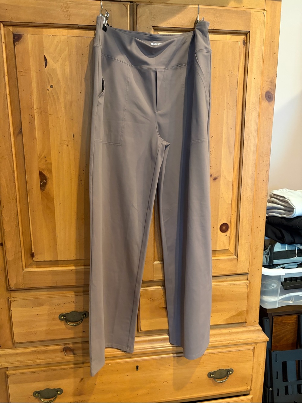 Taupe Wide-Leg High-Rise Performance Pants